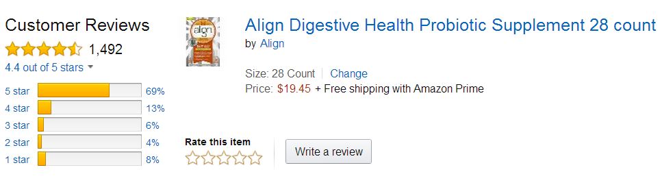 Align Probiotic supplement Reviews-rating Amazon